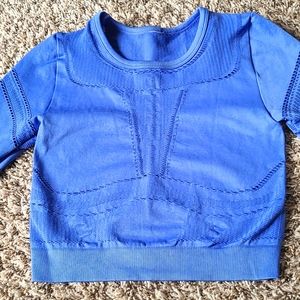 Blue Fabletics Long Sleeve Crop Top Workout Shirt